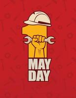 May Day Worker Poster with Bold Red Background vector