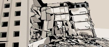 building ruins destruction background design art vector