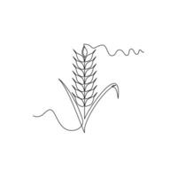 one line art Wheat Plant illustration. line art, one continuous line, simple, hand drawn and sketch style. for icons, symbols, signs or logos vector