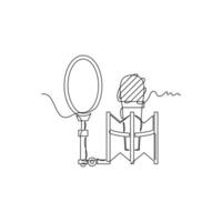 one line art Condenser Microphone illustration. line art, one continuous line, simple, hand drawn and sketch style. for icons, symbols, signs or logos vector