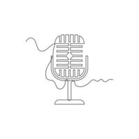 one line art Ribbon Microphone illustration. line art, one continuous line, simple, hand drawn and sketch style. for icons, symbols, signs or logos vector