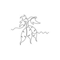 one line art Sweet Potatoes illustration. line art, one continuous line, simple, hand drawn and sketch style. for icons, symbols, signs or logos vector
