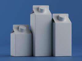 Three milk cartons on a blue background photo