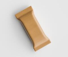 A brown paper wrapper on a white surface photo