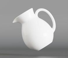 A white pitcher is floating in the air photo