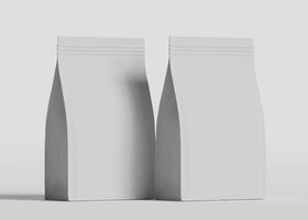 Two blank white bags parallel front view photo