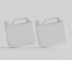 Two white plastic jugs on a gray background photo