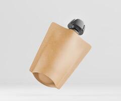 A brown paper bag with a black handle photo