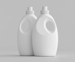 Two white plastic bottles with a white cap on each side photo