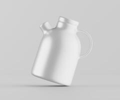 A white jug with a handle on a gray background photo