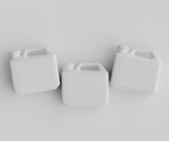 Three white plastic jugs on a white surface photo