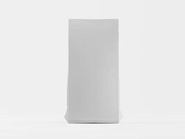 A white paper bag is sitting on a table photo