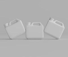 Three plastic jugs on a gray background photo