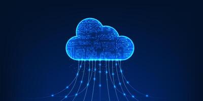 Cloud technology, which represents the storage and uploading of data through network technology, helps increase efficiency in accessing, managing and backing up data with a secure system. vector