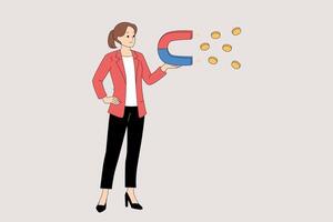The concept of attracting success is akin to using a magnet to pull in positive opportunities vector