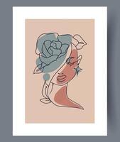 An Abstract Portrait that features a Floral Element, created in Soft, soothing Colors vector