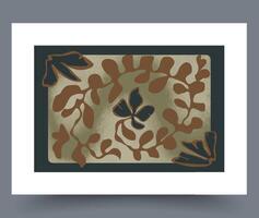 An Elegant Botanical Print that Features Earthy Tones and Beautiful Leafy Designs vector