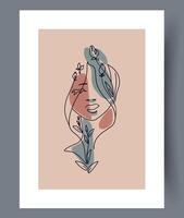 This is an Abstract Line Art representation of a beautiful and elegant Floral Face Design vector