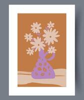 A Vibrant and Colorful Abstract Flower Arrangement Displayed in a Stylish Modern Vase vector
