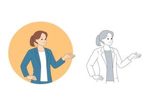 A Professional Woman Skillfully Presenting Innovative Concepts While Dressed in Business Attire vector