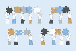 Concept Art for Collaborative Puzzle Solving Reflects Engaging Teamwork and Innovation vector