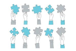 Puzzle Pieces Held Firmly in Hands A Comprehensive Collaboration Concept for All vector