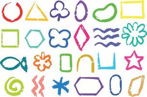 This is a vibrant and colorful collection of handdrawn shapes and elements, showcasing creativity vector