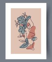 This Abstract Floral Face Art Print is perfect for adding a touch of modern decor aesthetic vector
