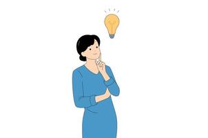 Exploring a Creative Idea Concept featuring a Woman with an Illustration of a Lightbulb vector