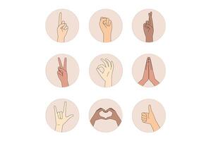 A collection of diverse hand gestures that enhance and enrich methods of communication vector
