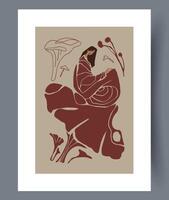 Artistic Depiction of a Figure Integrating Elements of Nature and Natural Surroundings vector