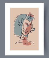 An Abstract Portrait featuring Floral Elements crafted in Soft Pastel Colors that evoke serenity vector