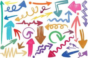 A Vibrant Collection of Colorful HandDrawn Arrows Designed for Dynamic and Engaging Design vector