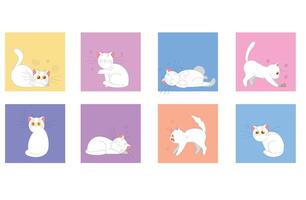 A Charming Collection of Playful Cat Illustrations Crafted in Vibrant, Bright Colors and Styles vector