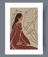 This is an Artistic Representation that beautifully combines elements of Nature and Femininity vector