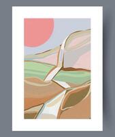 An Exquisite Collection Featuring Abstract Landscape Art That Showcases Soft Hues and Textures vector