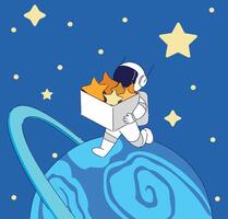 An Astronaut Embarking on a Journey Through a Vibrant Fantasy World Filled with Stars vector
