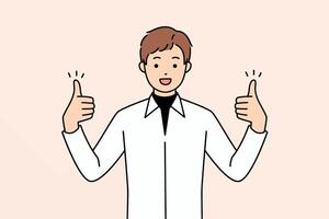 A Happy Medical Professional with a Thumbs Up Gesture Signifying Positivity and Support vector