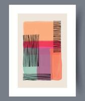An Abstract Modern Art Composition Featuring Bold Colors Along with Various Textures and Shapes vector