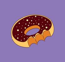 Indulge in a deliciously delightful Chocolate Donut topped generously with colorful sprinkles vector