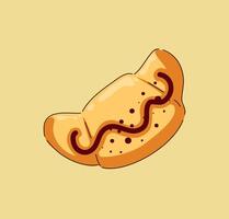 A mouthwatering and visually appealing cartoon pastry adorned with a rich chocolate drizzle vector