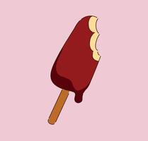 Bitten Chocolate Ice Cream Bar on a Stick, perfect for summer picnics and cheerful fun vector