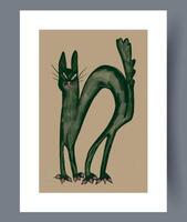 An Abstract Green Cat Illustration Featuring an Exceptionally Unique Design Element vector