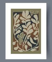 An Elegant Abstract Botanical Illustration Featuring Calm Earthy Tones and Colorful Designs vector