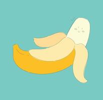 This is a Cute Cartoon Banana Character Featuring a Face and Taking a Relaxed Pose vector