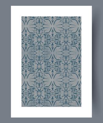 An Elegant and Beautifully Patterned Design Featuring Shades of Teal and Silver Hues