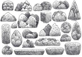 Sketches of Various Rock and Stone Forms that are Ideal for Artistic Uses and Projects vector