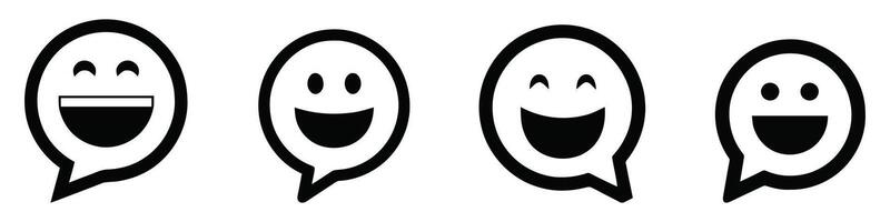Four black and white speech bubbles with smiling faces vector