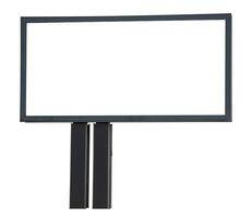 An empty sign structure standing waiting for a new advertisement on a white background. photo