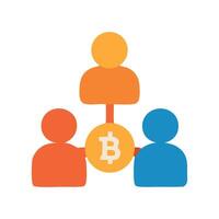 Decentralized finance network illustration with bitcoin and peer connections concept vector